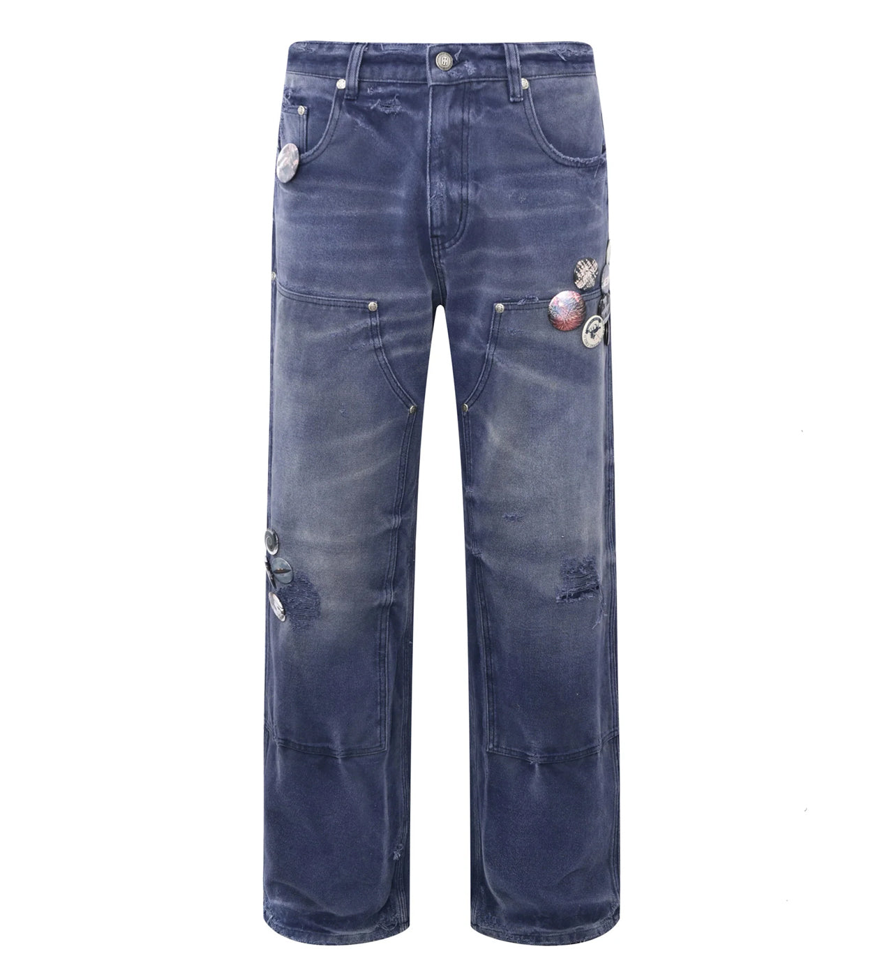 Birth of Royal Child 1920s Vintage Blue Pin Emblem Workwear Trousers Navy