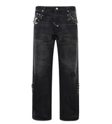 Birth of Royal Child 1920s Vintage Pin Washed Carpenter Pants Black
