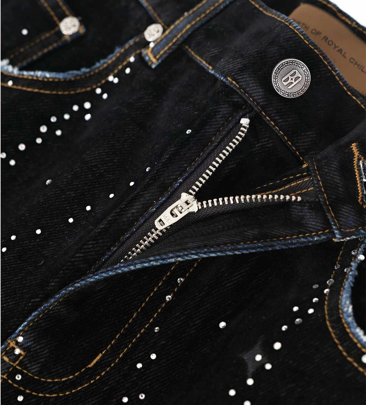 Birth of Royal Child 20k Diamond Starlight Denim Shorts Black
