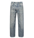 Birth of Royal Child 3D Printing Washed 20K Swarovski Diamond Boro Denim Pants Blue
