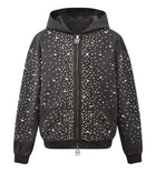 Birth of Royal Child Cashew Blossom Pearl Zipper Hoodie Dark Grey