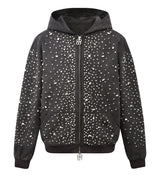 Birth of Royal Child Cashew Blossom Pearl Zipper Hoodie Dark Grey