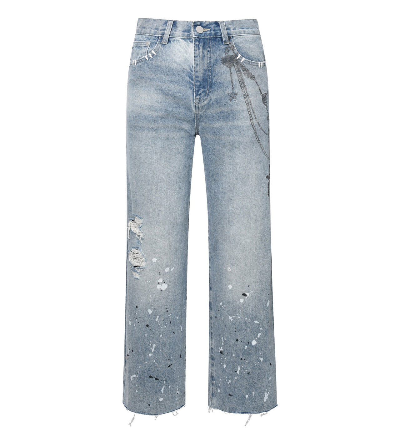 Birth of Royal Child Chain Ink Print Details Denim