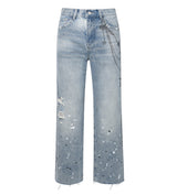 Birth of Royal Child Chain Ink Print Details Denim