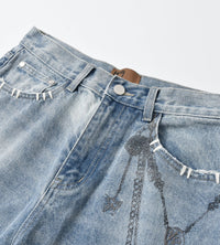 Birth of Royal Child Chain Ink Print Details Denim