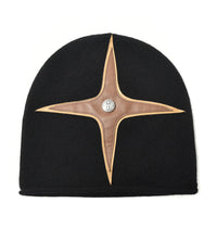 Birth of Royal Child Cross Patchwork Leather Beanie black