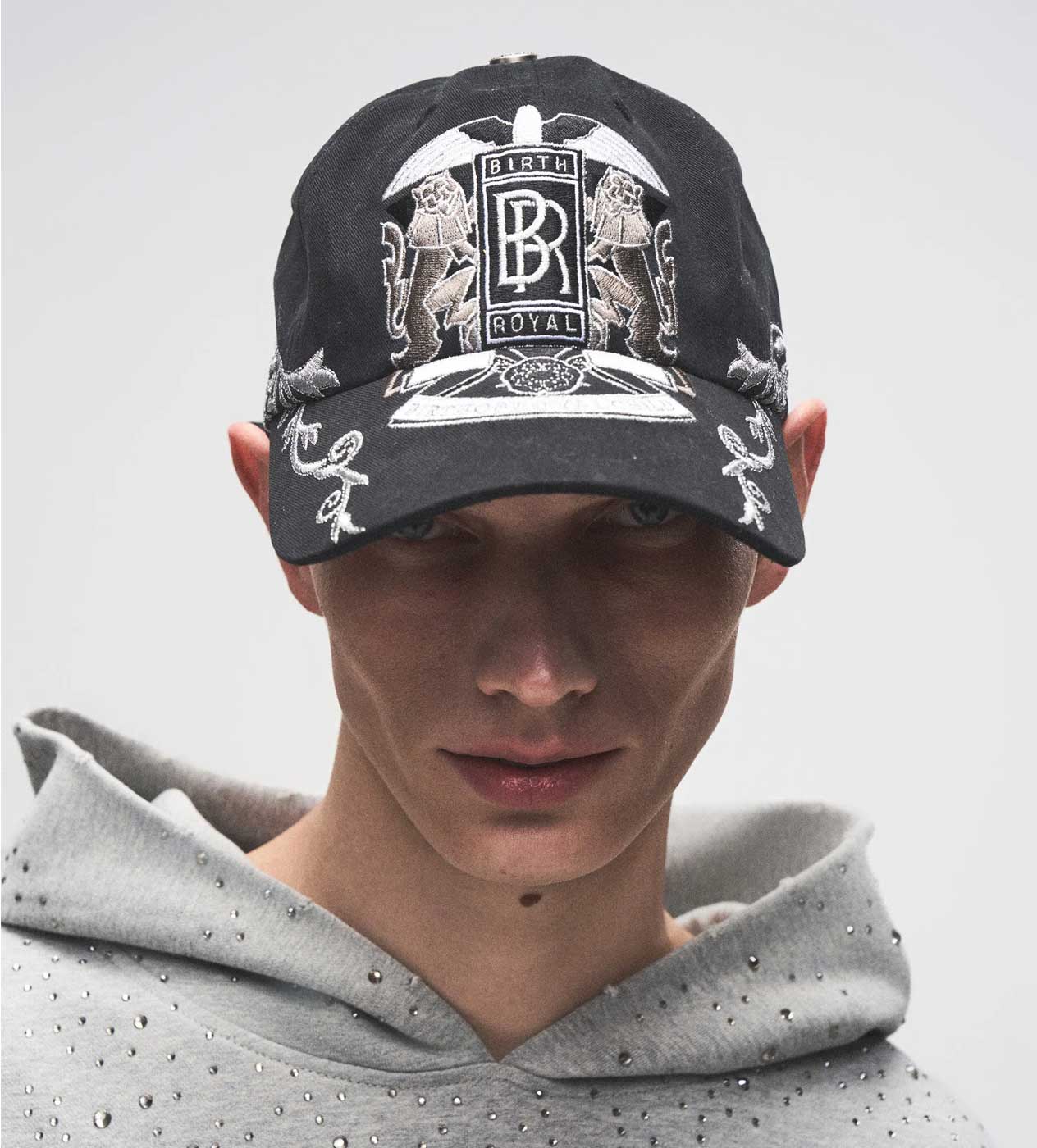 Birth of Royal Child Double Lion Embroidered Baseball Cap Black