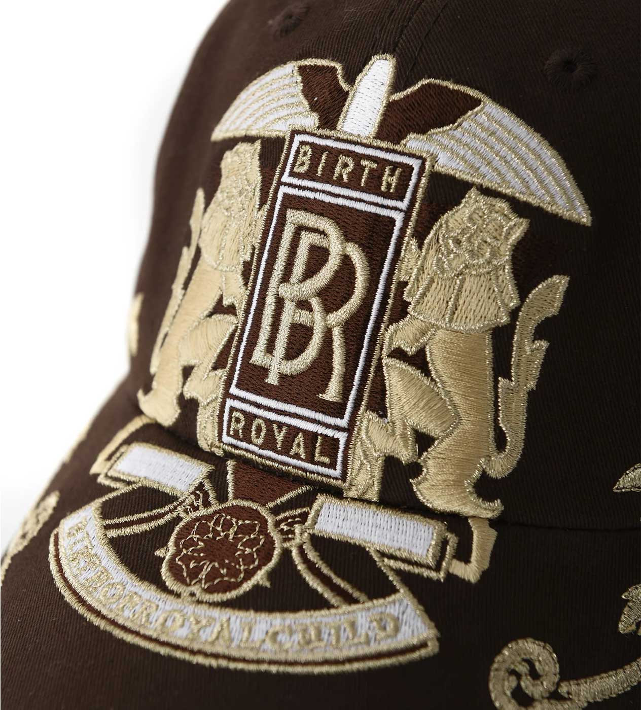 Birth of Royal Child Double Lion Embroidered Baseball Cap Brown