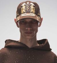 Birth of Royal Child Double Lion Embroidered Baseball Cap Brown