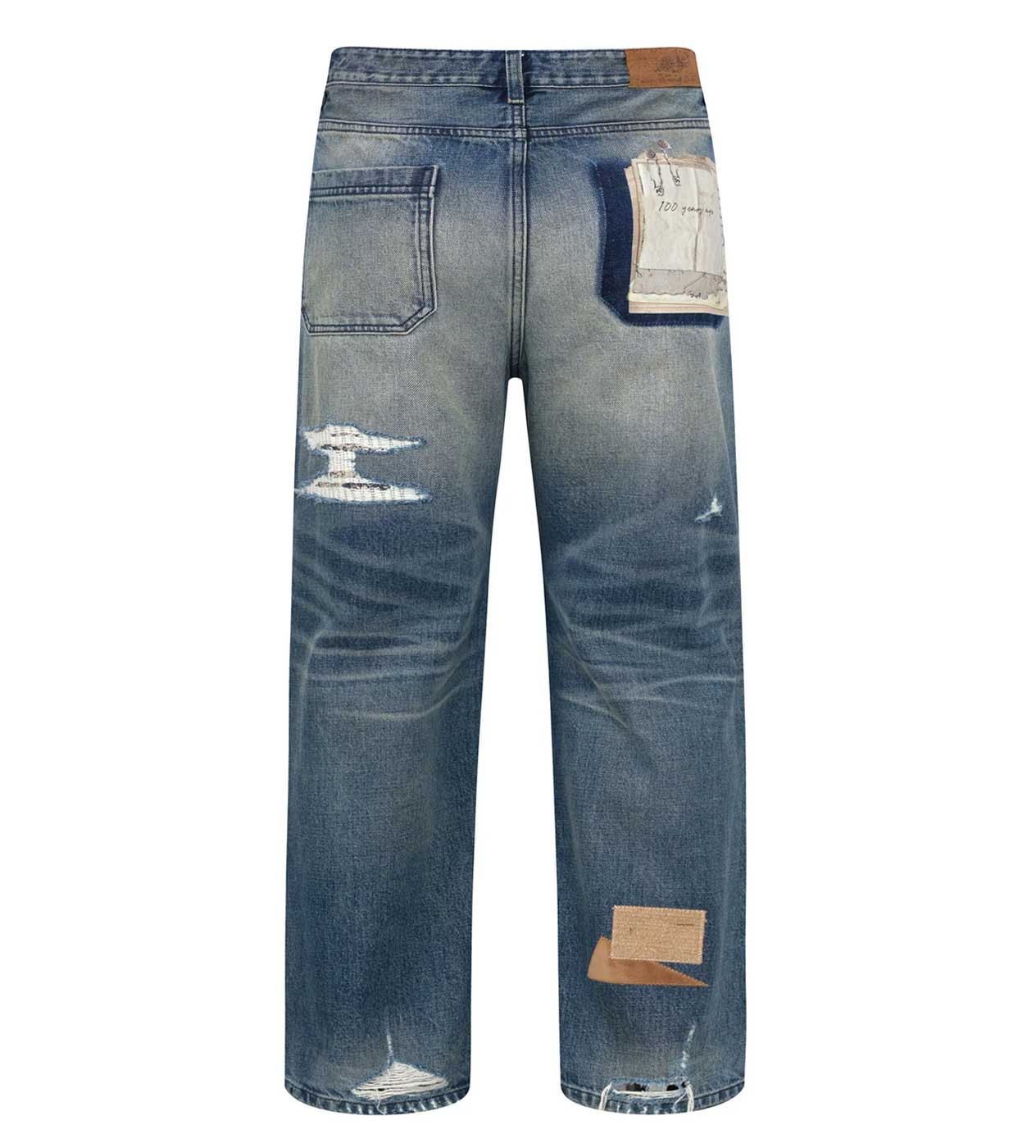 Birth of Royal Child Patchwork Fade Denim Pants