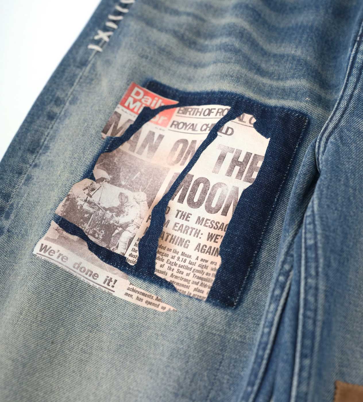 Birth of Royal Child Patchwork Fade Denim Pants