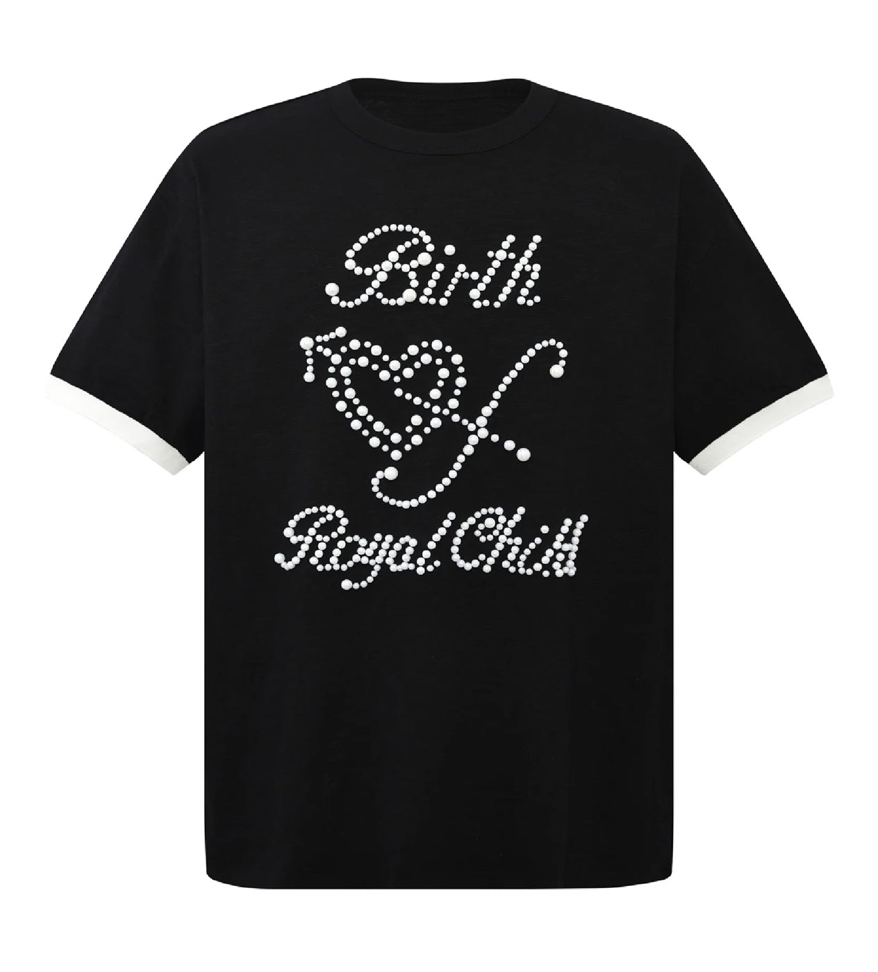 Birth of Royal Child Pearl Patchwork Tee Black
