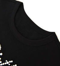 Birth of Royal Child Pearl Patchwork Tee Black