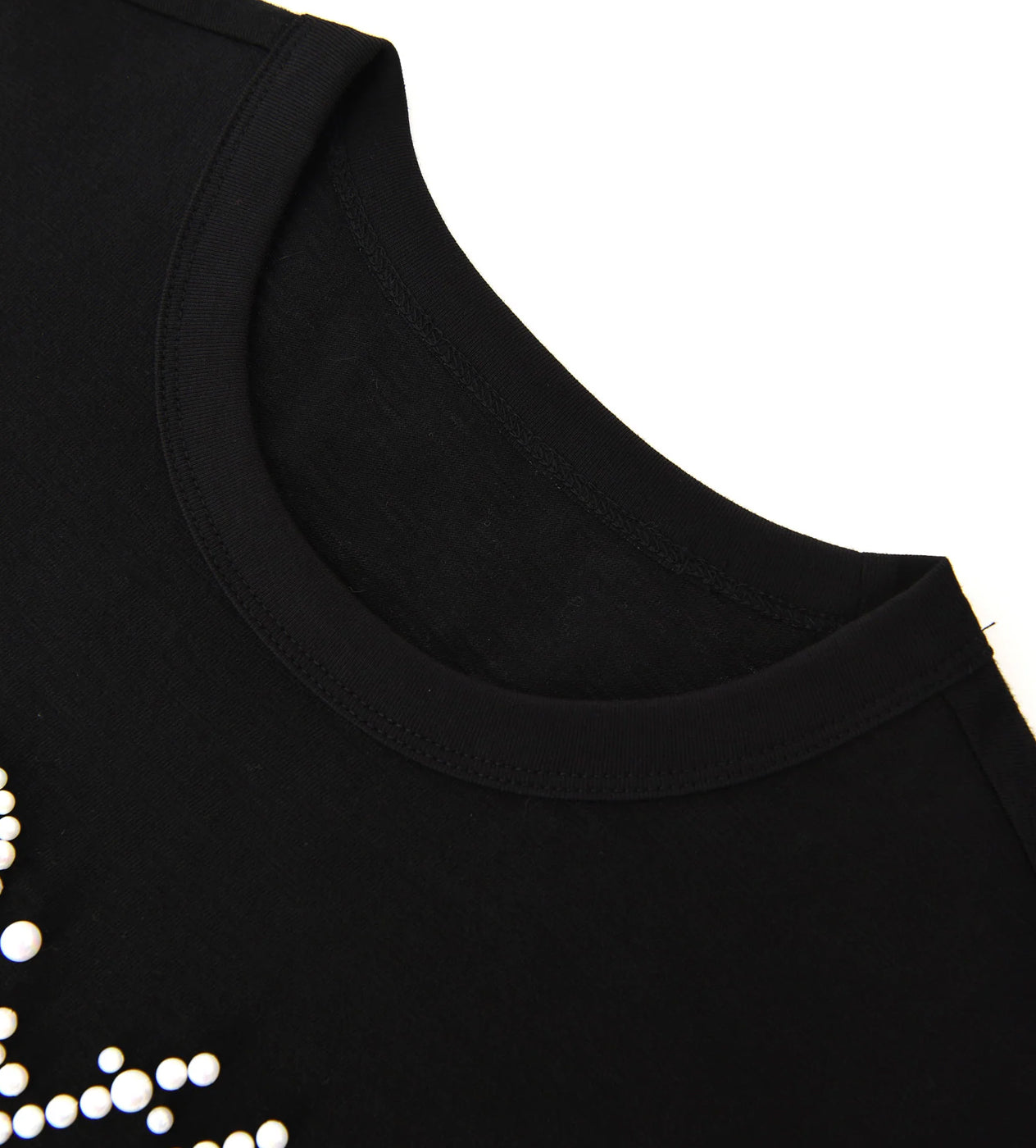 Birth of Royal Child Pearl Patchwork Tee Black