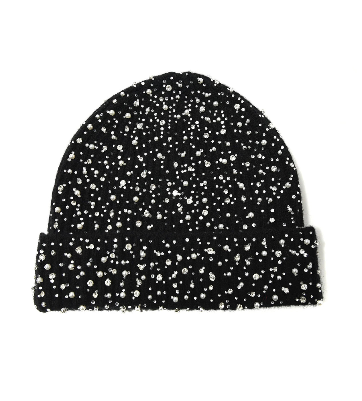 Birth of Royal Child Pearl Rhinestone Beanie Black