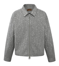 Birth of Royal Child Rhinestone Zipper Jacket Grey