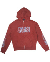 Bossi Vintage Rhinestone Hoodie Red/White/Red