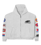 Bottega Desires Patches Zip Up Hoodie Grey