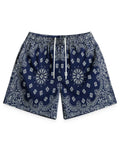 Bravest Studios Screen Printed Paisley Two Tone Shorts Navy