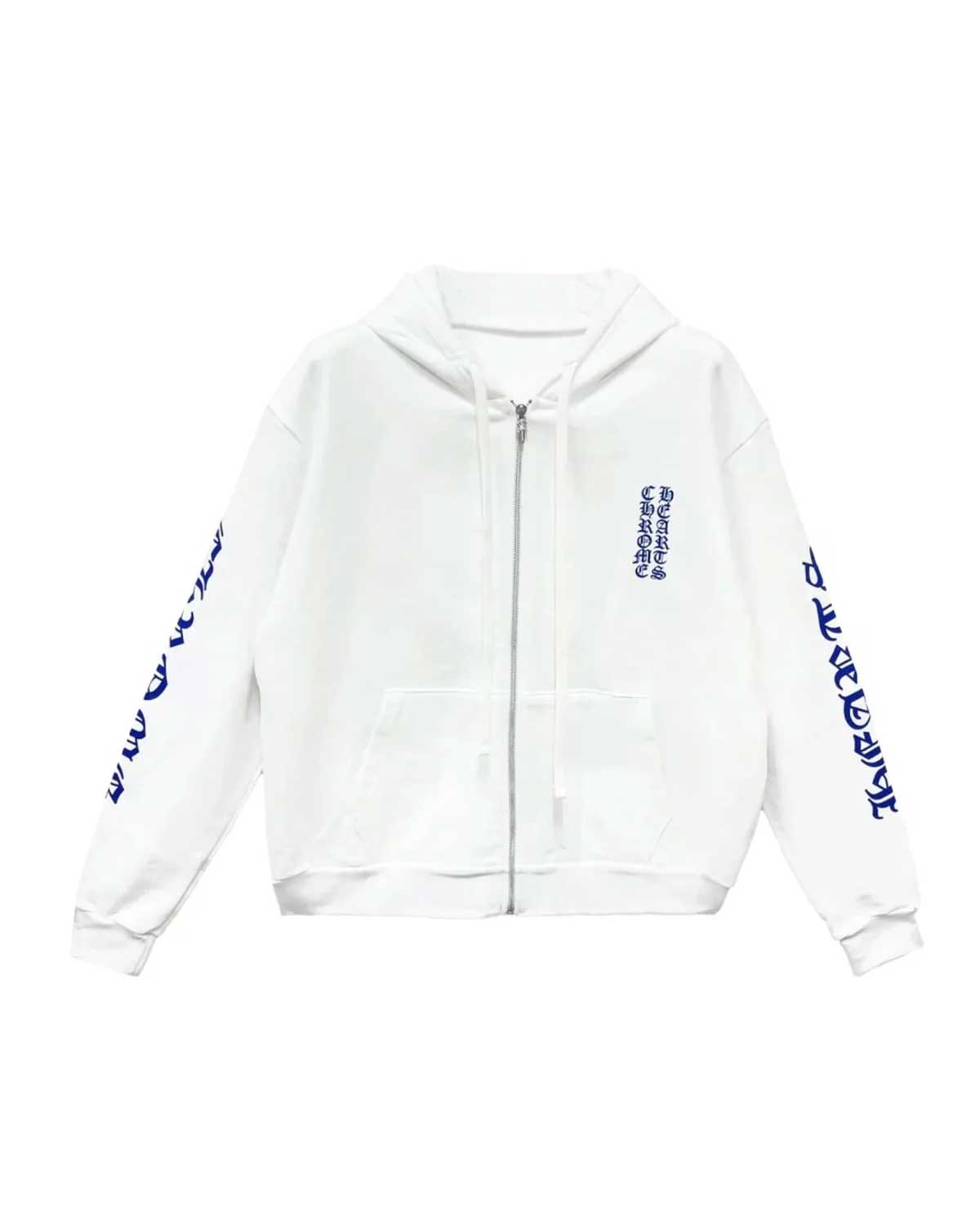 Chrome Hearts Vertical Logo Zip Up Hoodie White/Blue – Restock AR