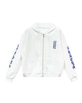 Chrome Hearts Vertical Logo Zip Up Hoodie White/Blue