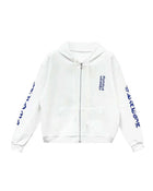 Chrome Hearts Vertical Logo Zip Up Hoodie White/Blue