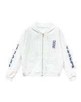 Chrome Hearts Vertical Logo Zip Up Hoodie White/Blue