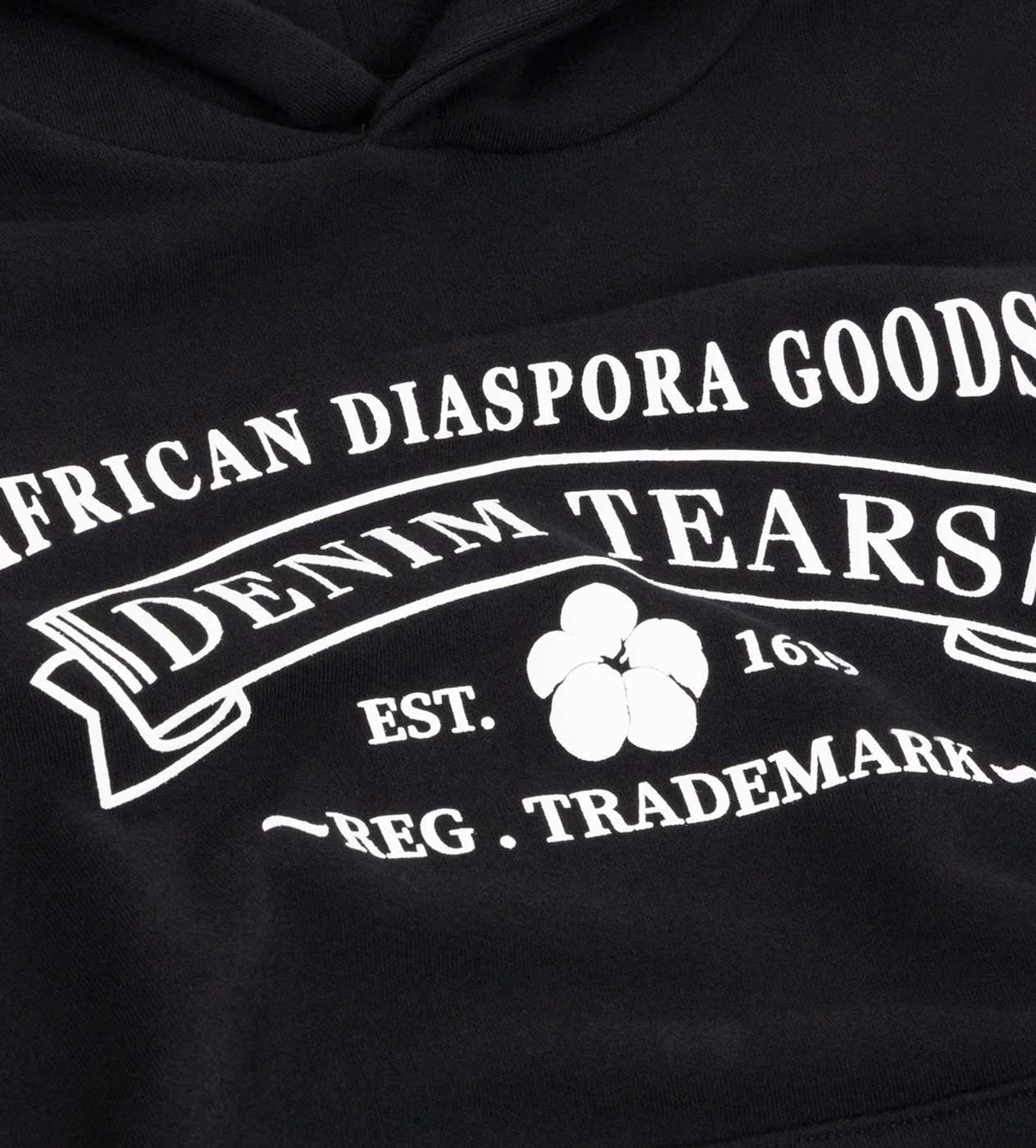 Product Image Of Denim Tears ADG Black Hoodie Up Close