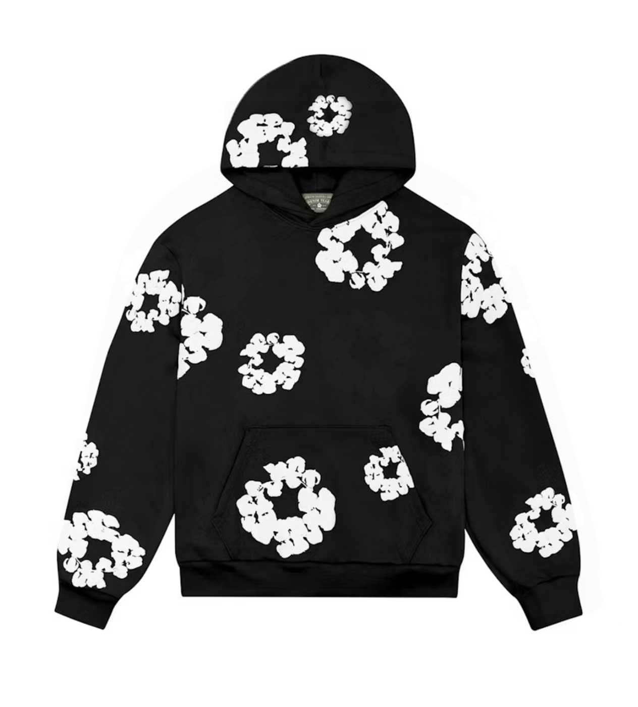 Denim Tears Black Cotton Wreath Hoodie front view