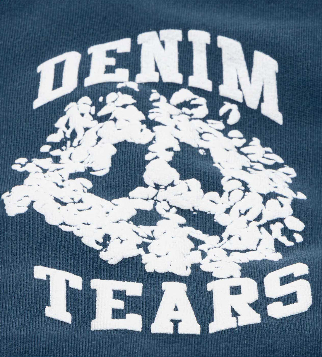 Product Image Of Denim Tears University Navy Sweatpants Close Up Front View
