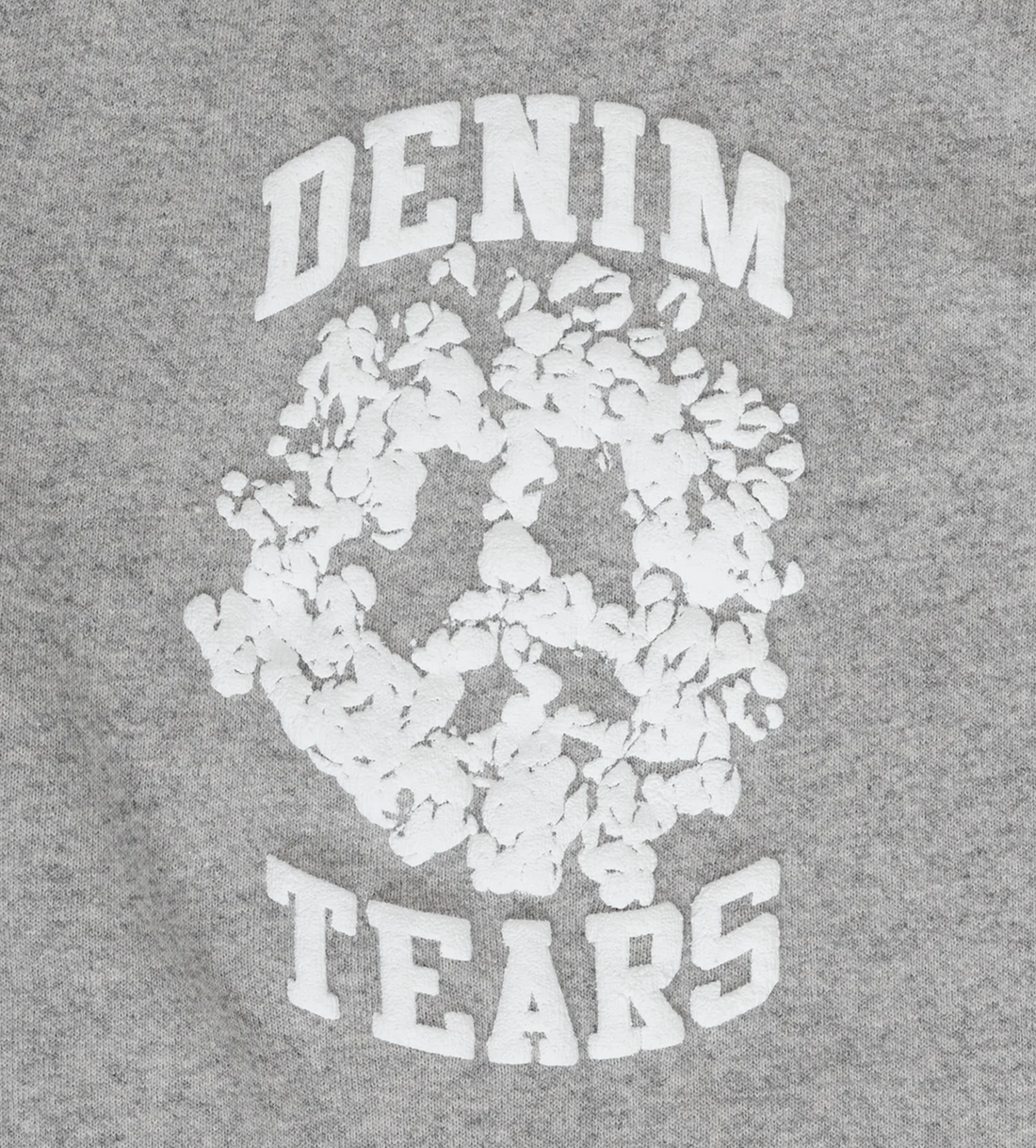 Product Image Of Denim Tears University Grey Sweatpants Close Up Front View