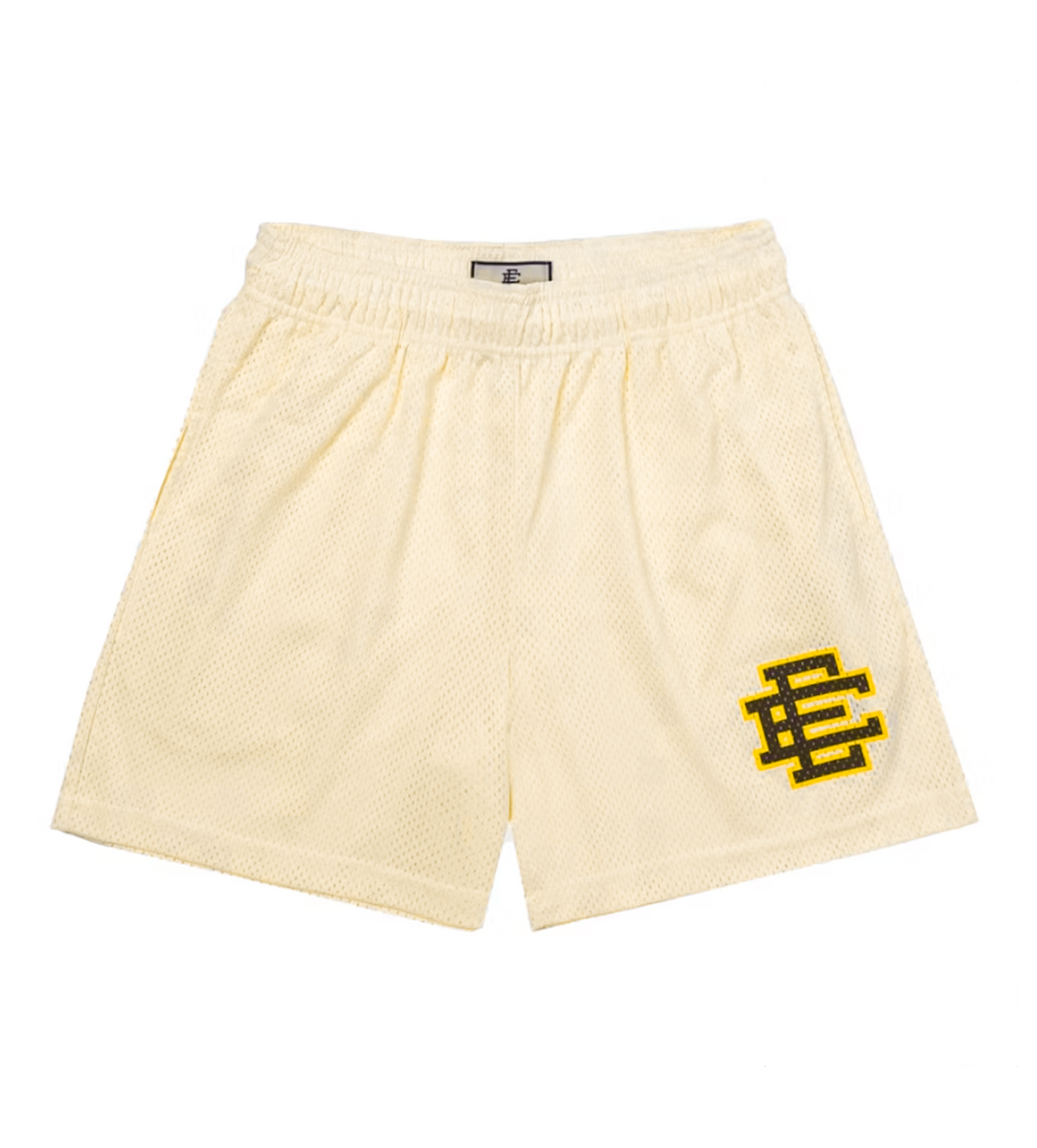 Eric Emanuel Yellow/Black Logo Shorts Cream