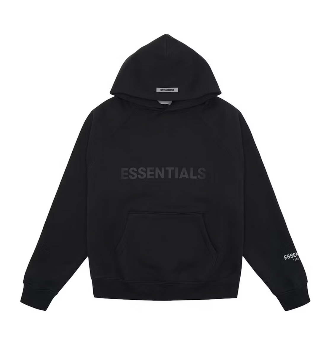 Essentials Black Hoodie Front Logo