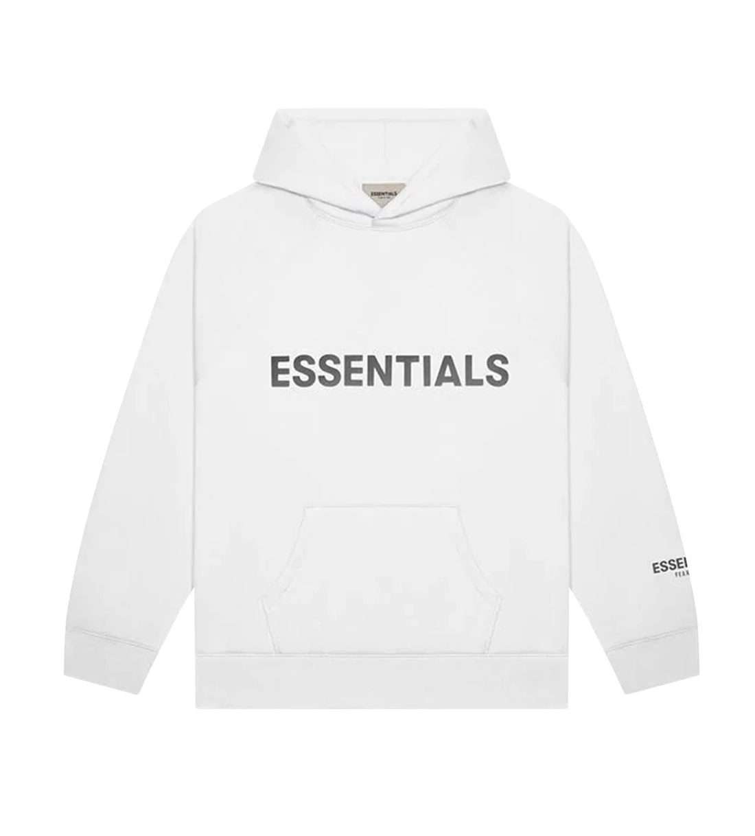 Essentials White Hoodie Front Logo