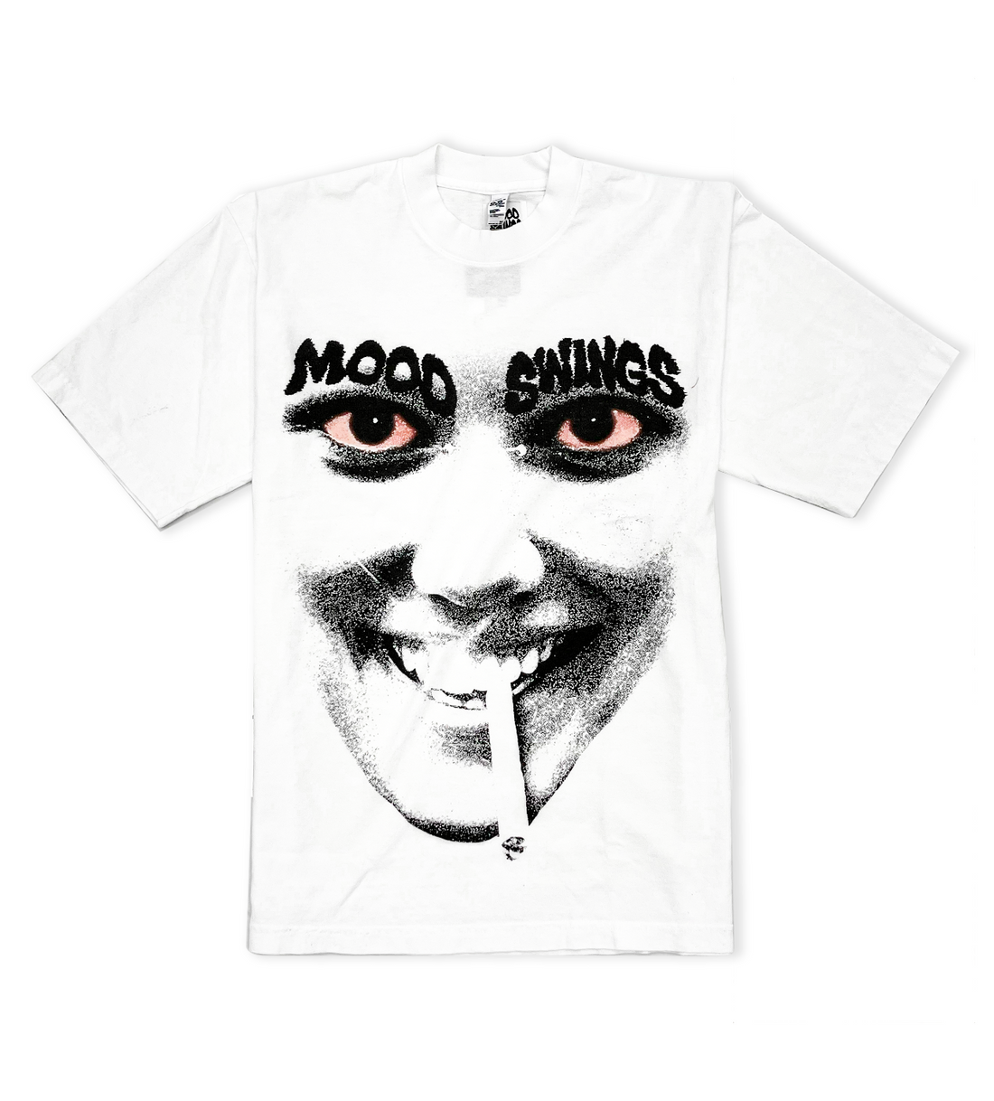 Mood Swings Face Tee White, Front View