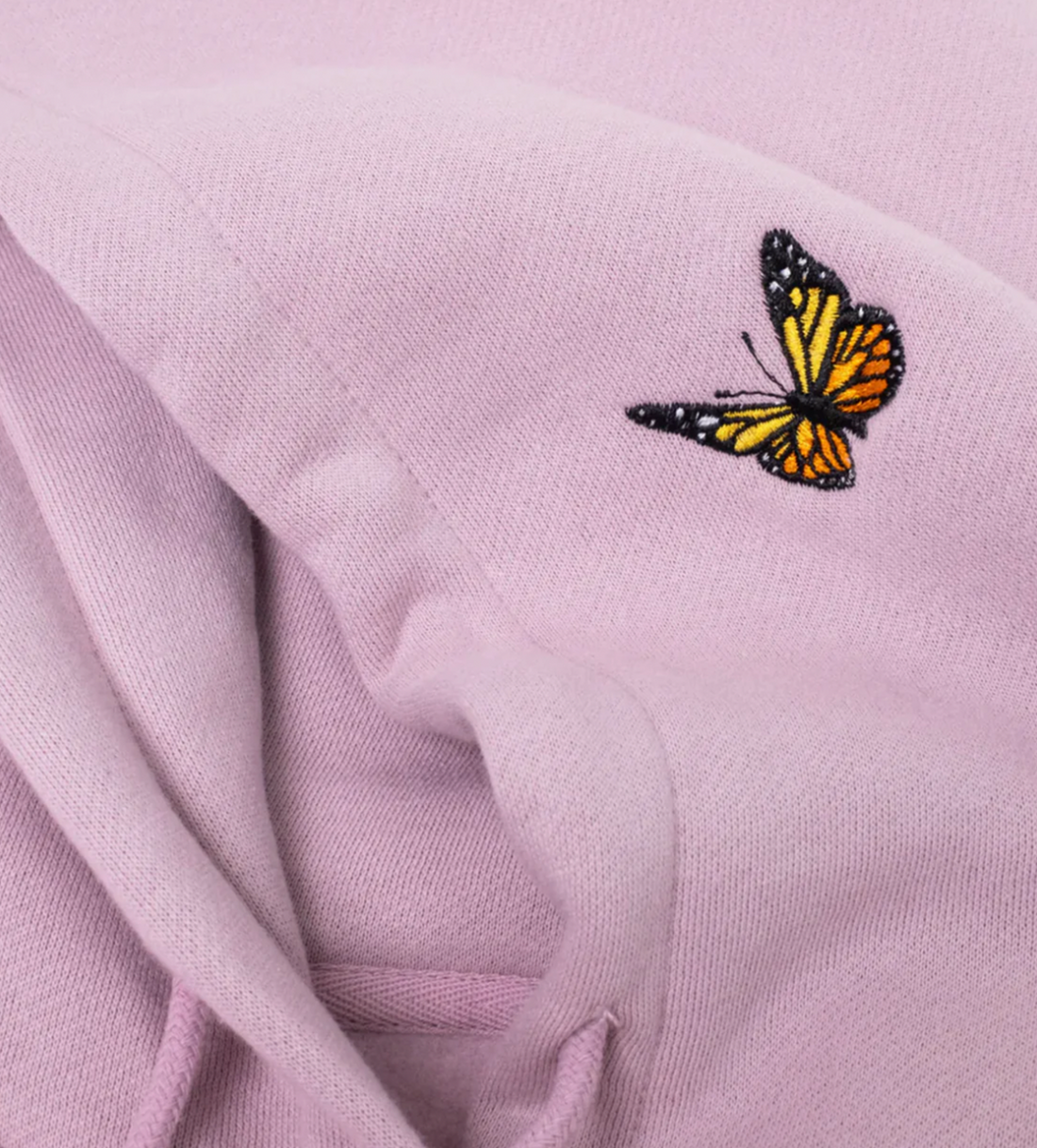 Felt Butterfly Fleece Hoodie Pink