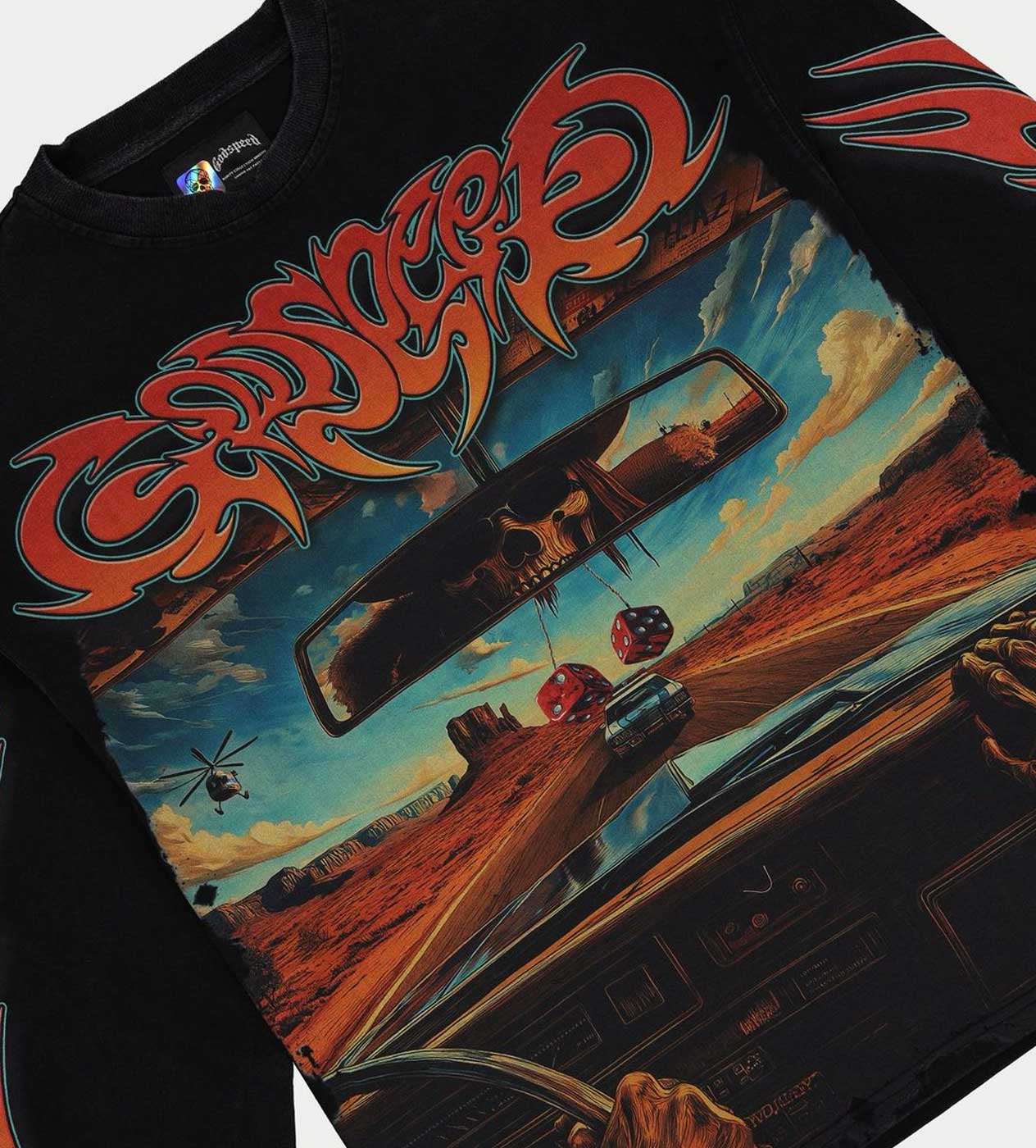 Godspeed On The Run L/S Tee Washed Black