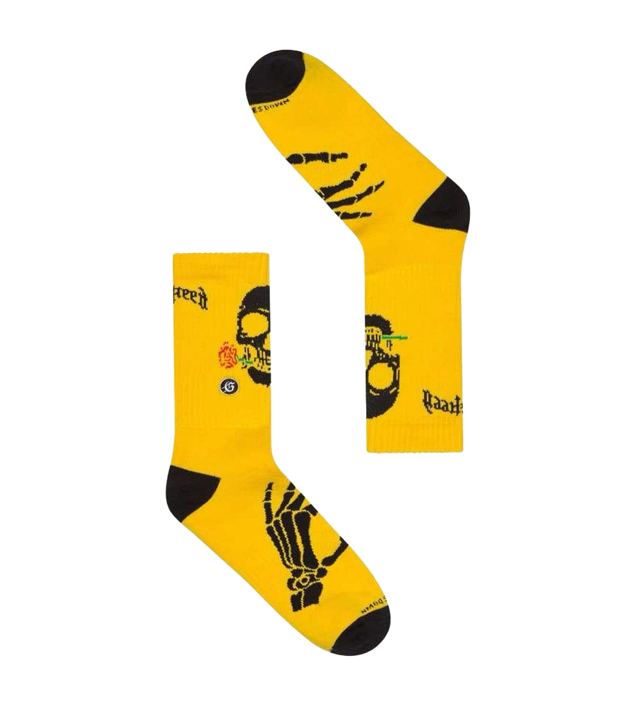 Godspeed Skull Roses Socks Yellow