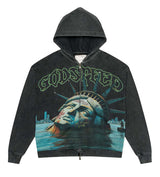 Godspeed Sunken Liberty Zip Up Hoodie Washed Grey