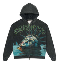 Godspeed Sunken Liberty Zip Up Hoodie Washed Grey