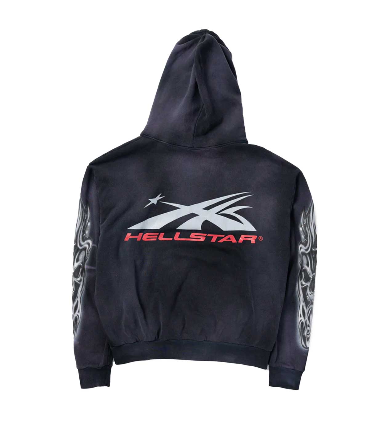 Hellstar Airbrushed Skull Hoodie Black Back View