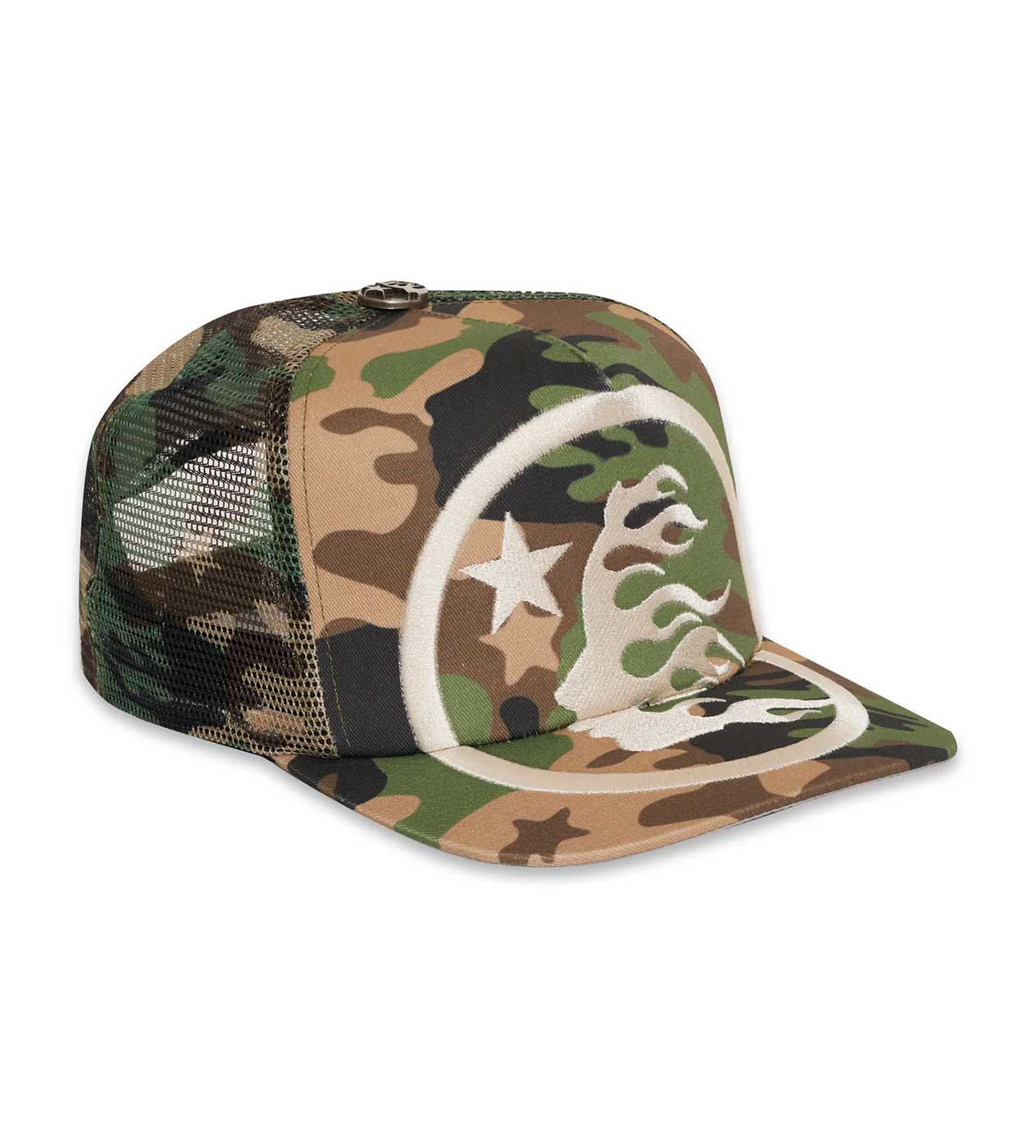 Hellstar Big Logo Trucker Hat Camo (Snapback) side view