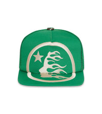 Hellstar Big Logo Trucker Hat Green (Snapback) front view