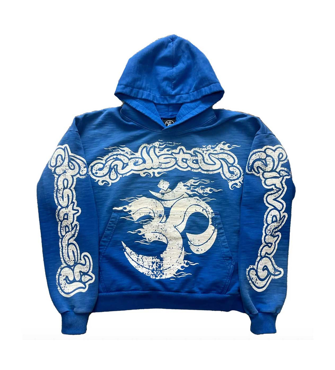 Product Image Of Hellstar Blue Yoga Hoodie Blue Front View