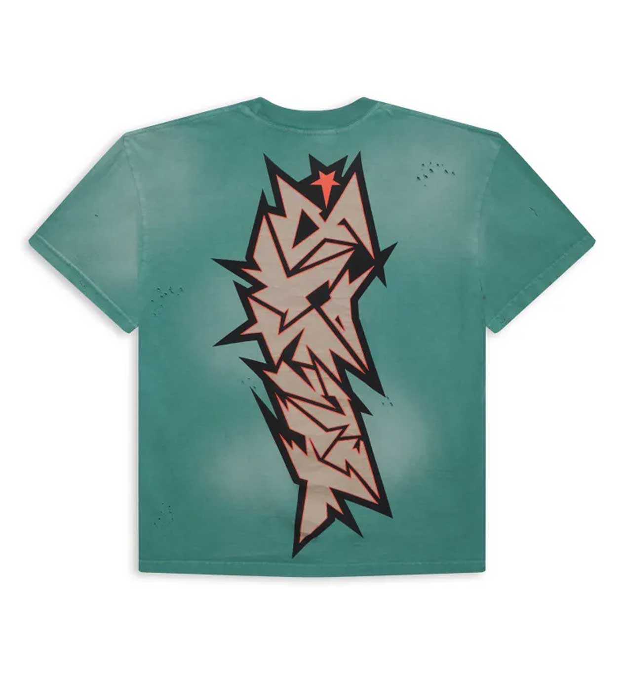 Hellstar Cracked Logo Distress Tee Green back view