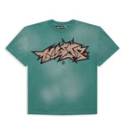 Hellstar Cracked Logo Distress Tee Green