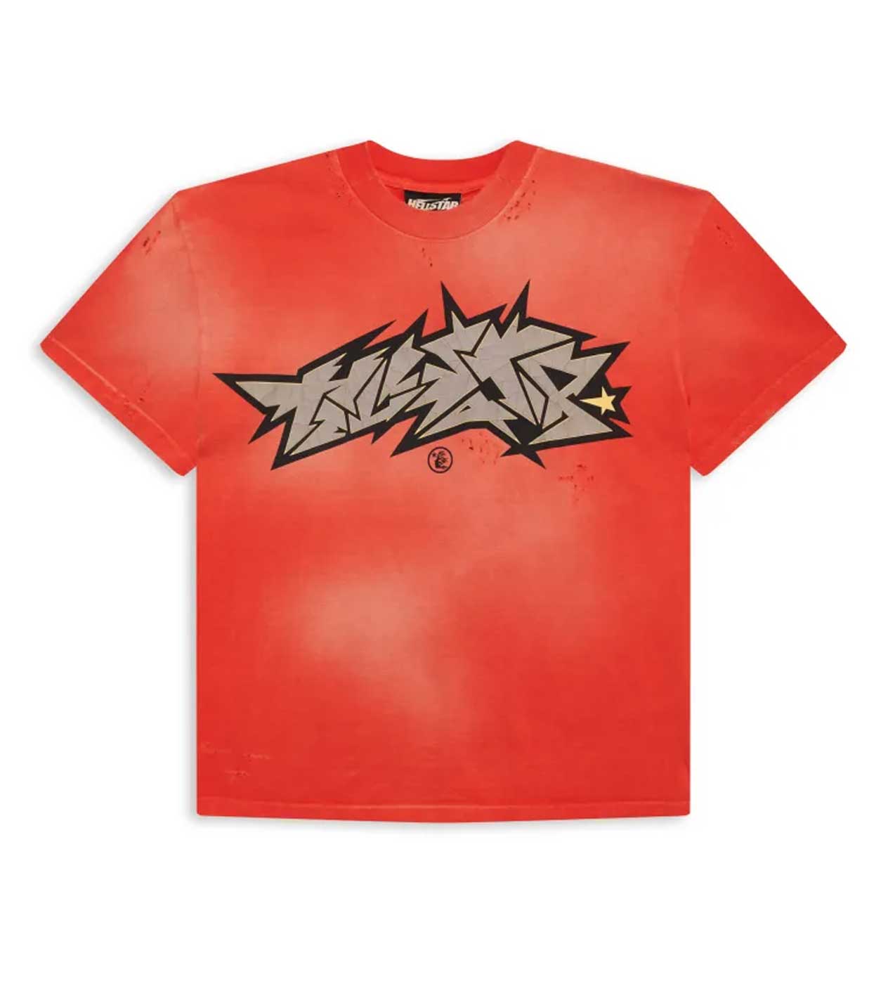 Hellstar Cracked Logo Distress Tee Red front