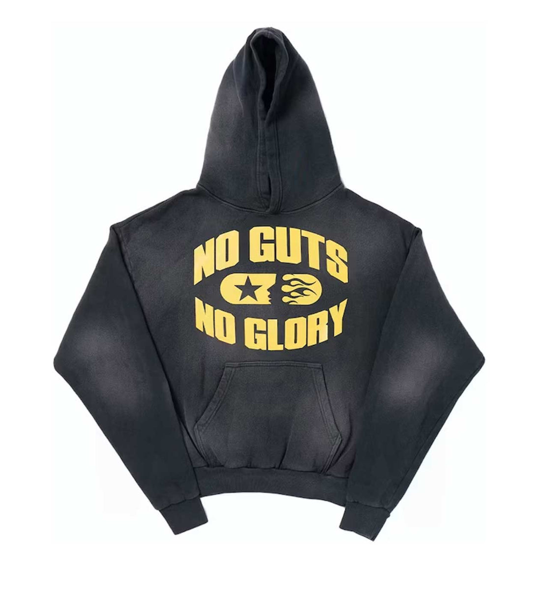 Hellstar No Guts No Glory Faded Black Hoodie Front View