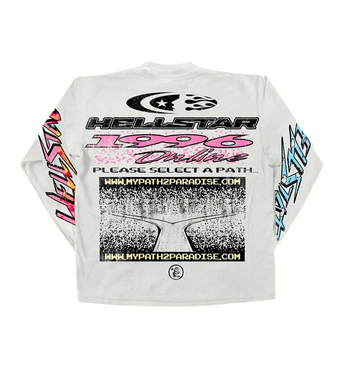 Product Image Of Hellstar Pixel Long Sleeve L/S Cream Shirt Back View