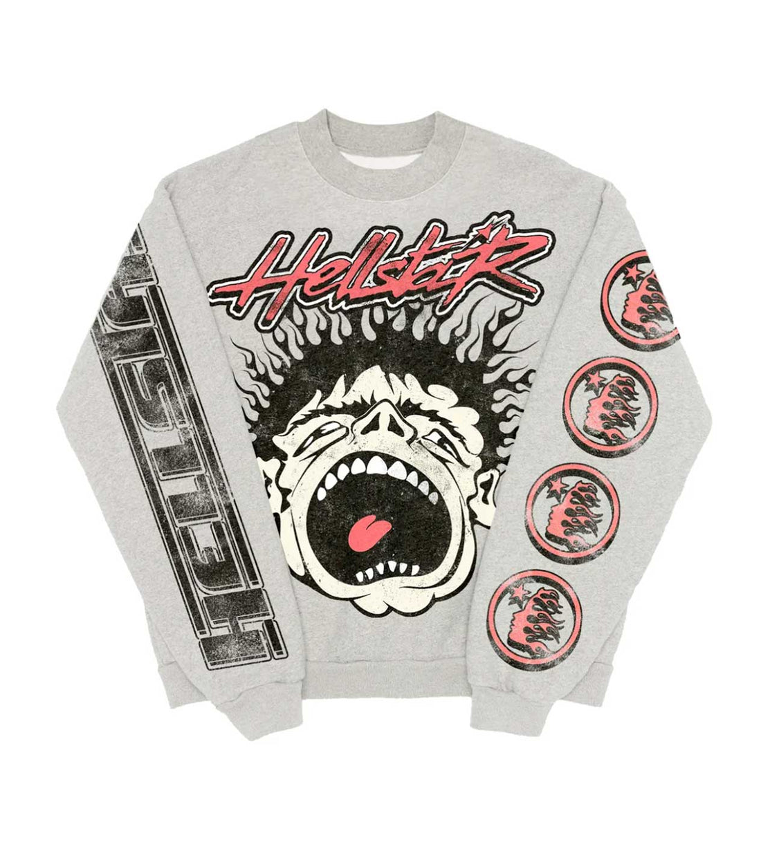 Product Image Of Hellstar Records Crewneck Heather Grey Front View